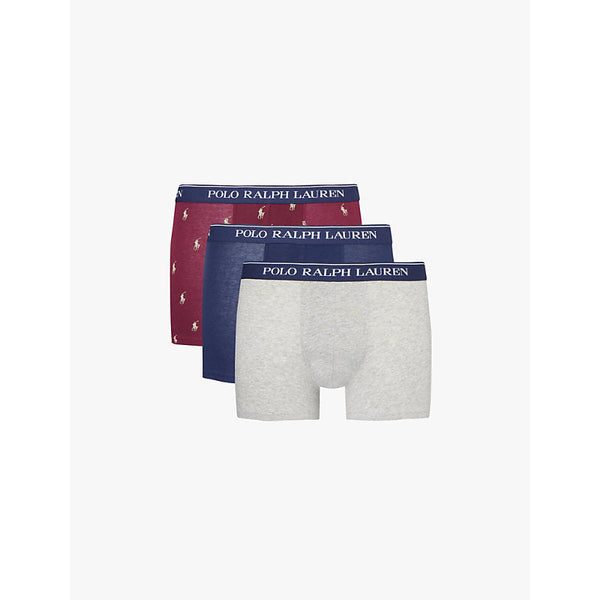 Mens Polo Ralph Lauren Pack of three logo waistband classic-fit stretch-cotton trunks