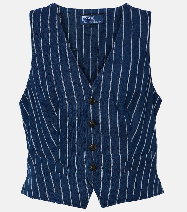 Polo Ralph Lauren Pinstriped linen and cotton vest | LYBSTORE