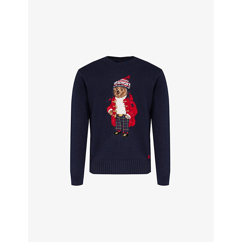 Mens Polo Ralph Lauren Polo Bear-intarsia knitted wool and cashmere jumper