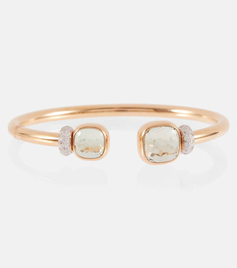 Pomellato Nudo 18kt rose gold bangle with prasiolites and diamonds