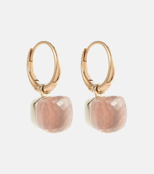 Pomellato Nudo Petit 18kt rose and white gold earrings with rose quartz | LYBSTORE