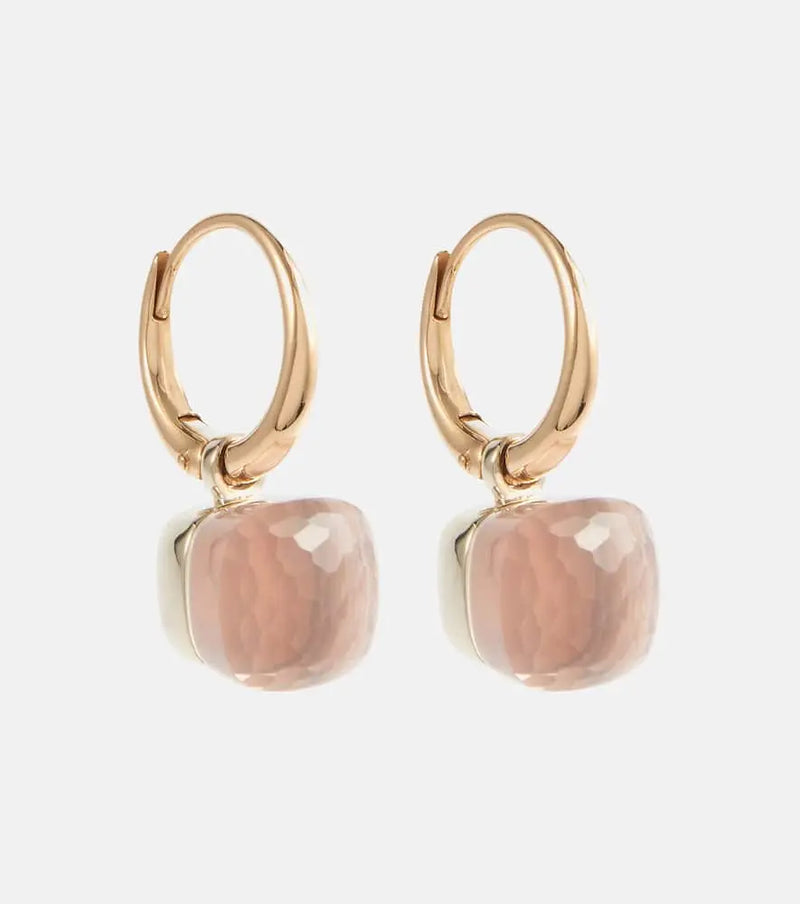 Pomellato Nudo Petit 18kt rose and white gold earrings with rose quartz