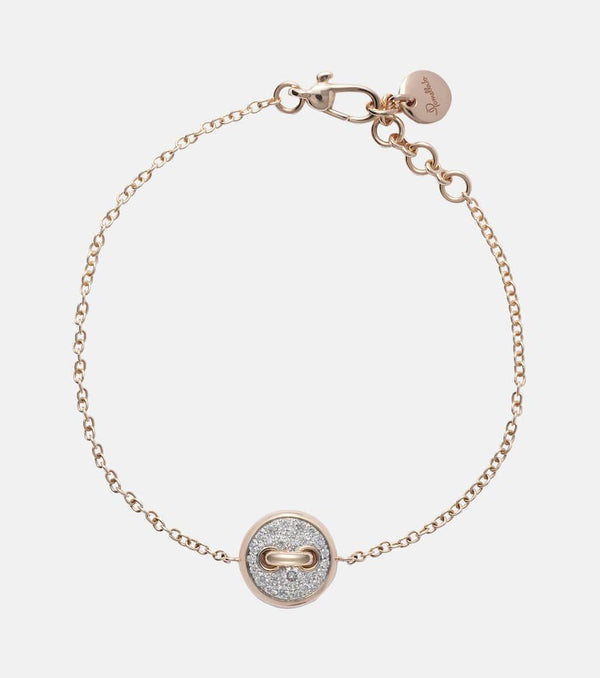 Pomellato Pom Pom Dot 18kt rose gold chain bracelet with white diamonds and mother of pearl