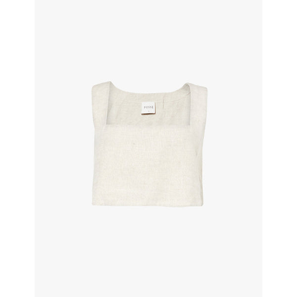 Womens Posse Alice cropped linen top