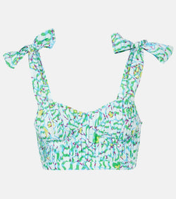 Poupette St Barth Carla printed pleated crop top