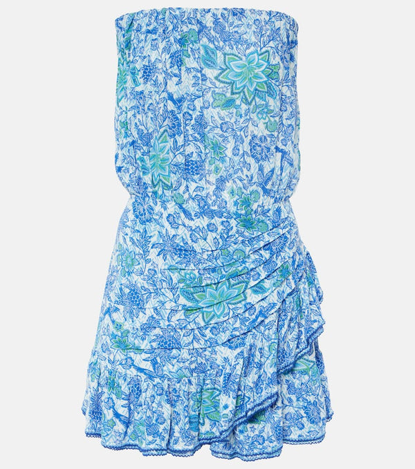 Poupette St Barth Printed strapless minidress