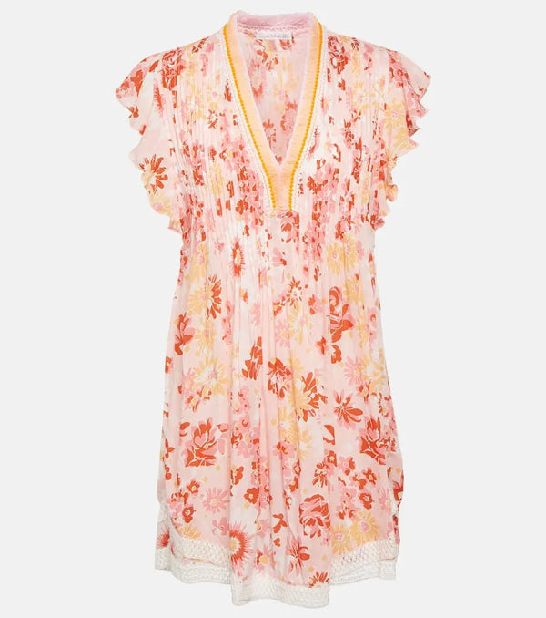 Poupette St Barth Sasha floral pleated minidress | LYBSTORE