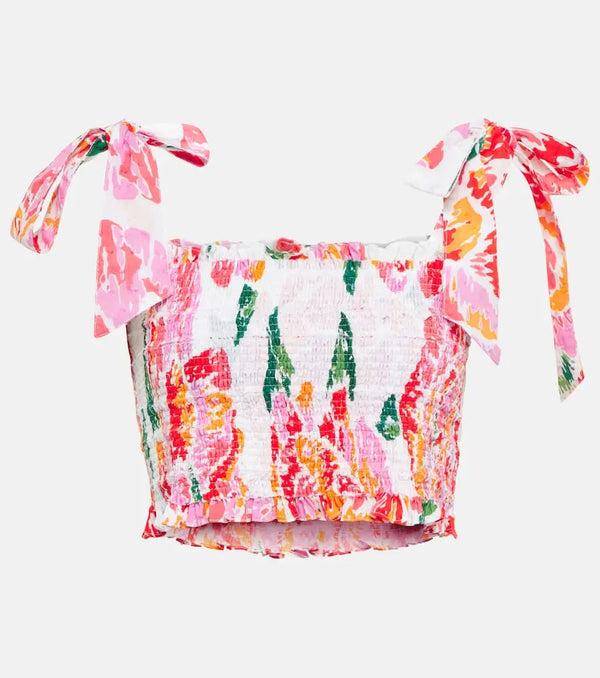 Poupette St Barth Triny printed cotton crop top | LYBSTORE