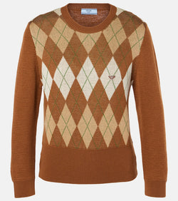 Prada Argyle cropped wool sweater