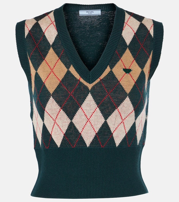 Prada Argyle virgin wool sweater vest