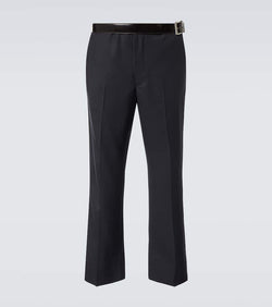 Prada Belted wool gabardine straight pants