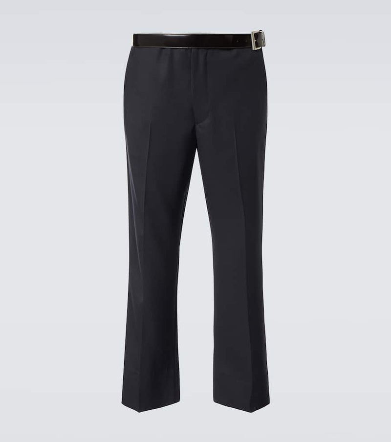 Prada Belted wool gabardine straight pants