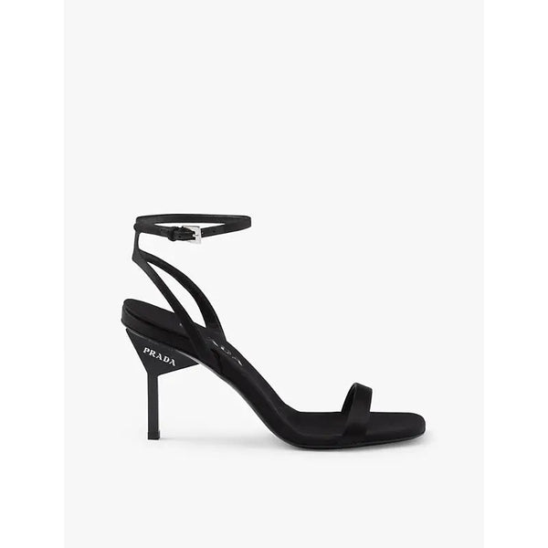 Prada Brand-embellished satin heeled sandals