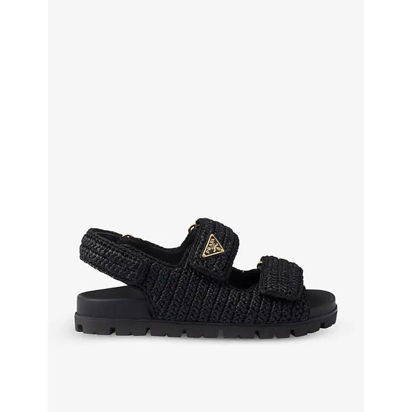 Prada Brand-plaque chunky-sole woven sandals