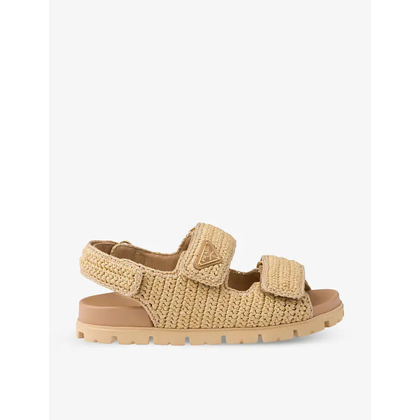 Prada Brand-plaque chunky-sole woven sandals