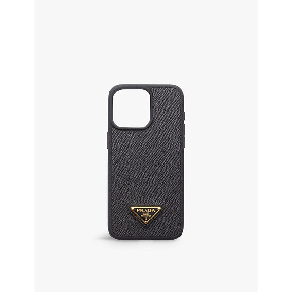 Prada Brand-plaque leather iPhone 15 Pro cover | LYBSTORE