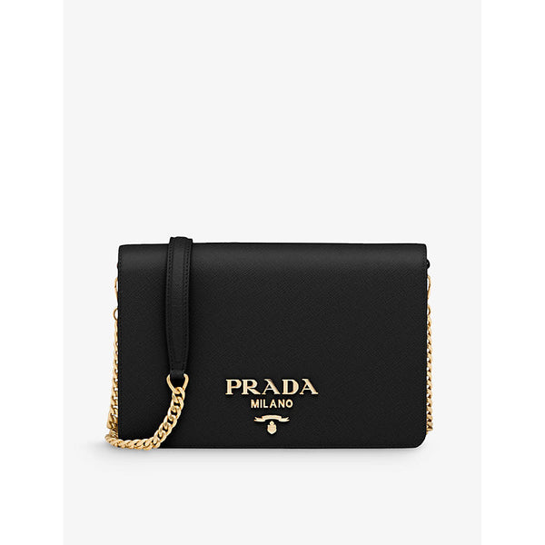 Prada Brand-plaque mini Saffiano-leather cross-body bag | LYBSTORE