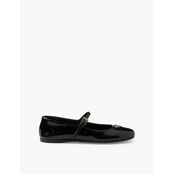 Prada Brand-plaque patent-leather Mary Jane flats