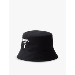 Womens Prada Branded wide-brim cotton bucket hat