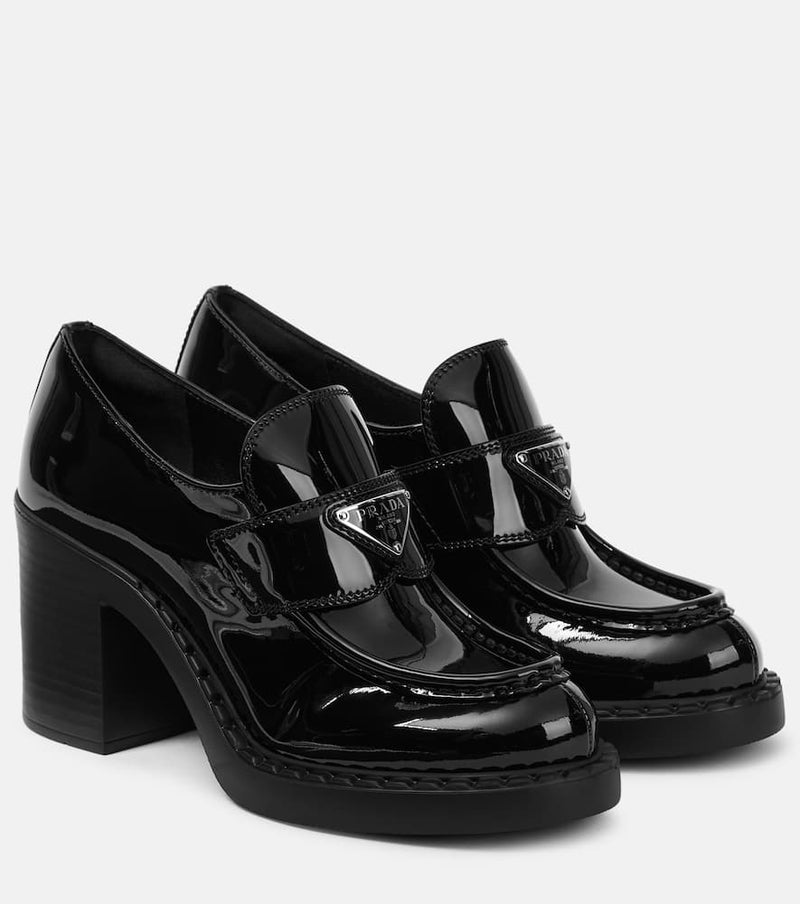 Prada Chocolate patent leather loafer pumps