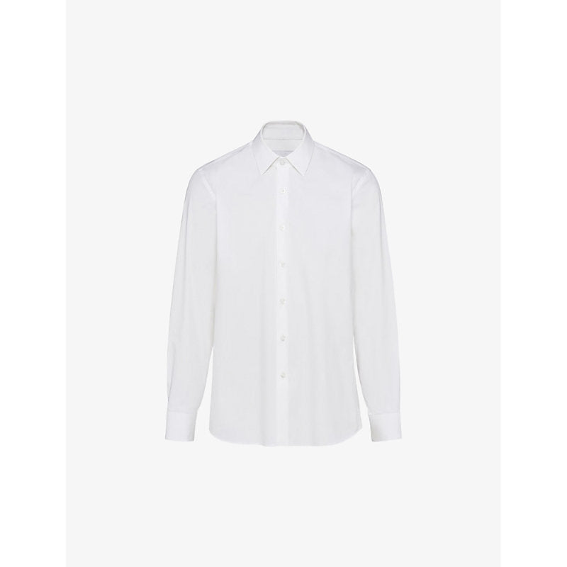 Prada Collared slim-fit cotton-blend shirt