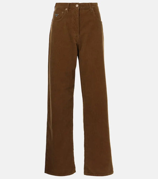 Prada Cotton corduroy wide-leg pants | LYBSTORE