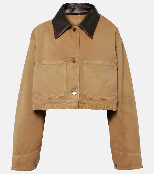 Prada Cropped cotton canvas jacket | LYBSTORE