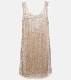 Prada Crystal-embellished mesh minidress