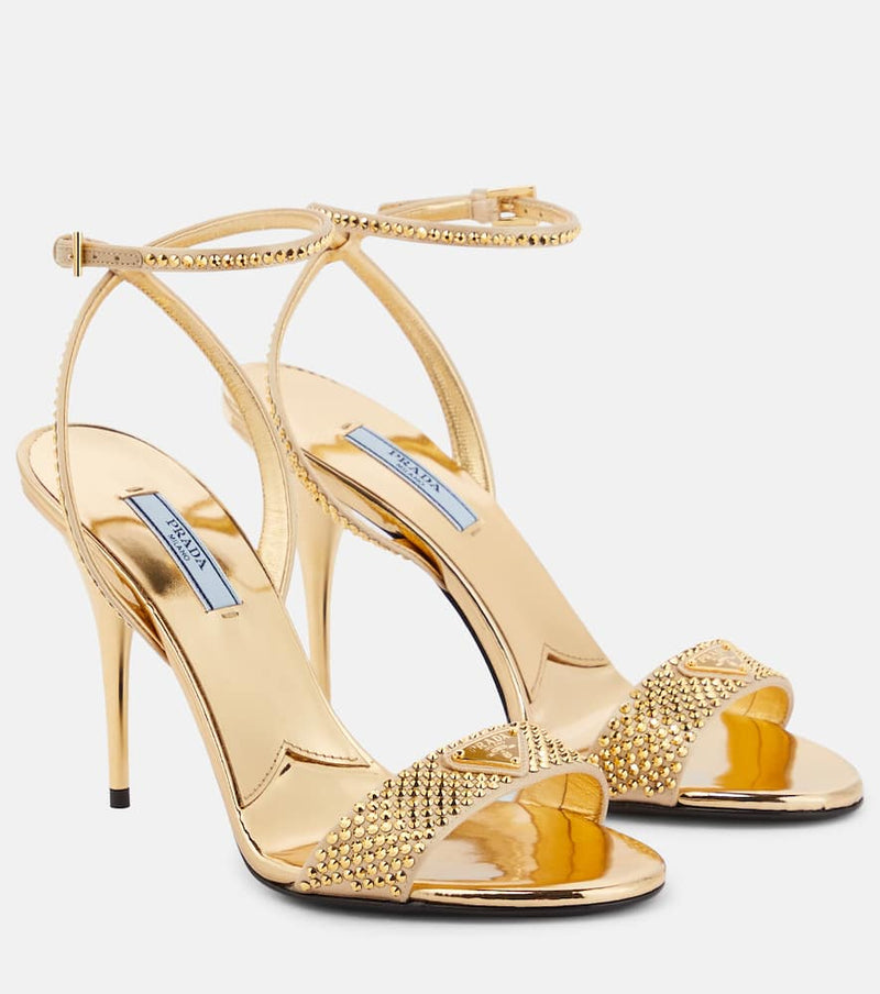 Prada Crystal-embellished satin sandals