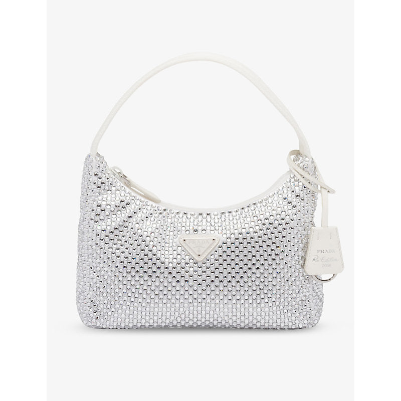 Womens Prada Crystal-embellished satin shoulder bag