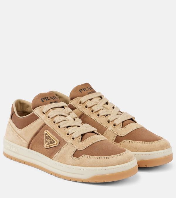 Prada Downtown Re-Nylon and suede sneakers | LYBSTORE