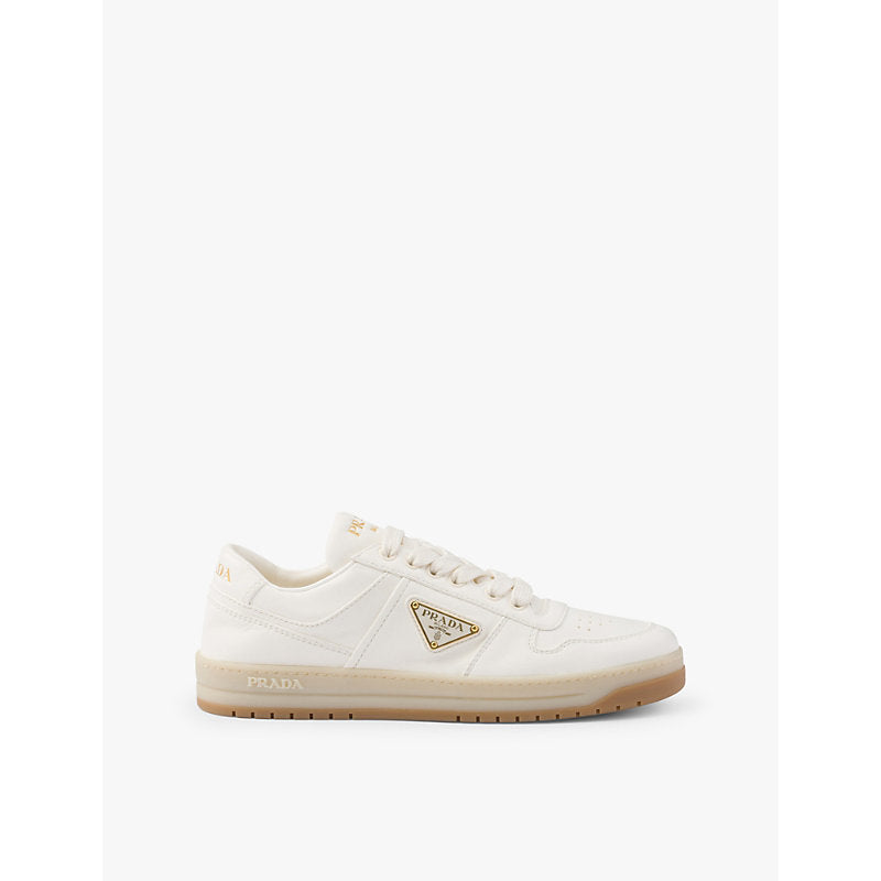 Womens Prada Downtown logo-embellished leather low-top trainers