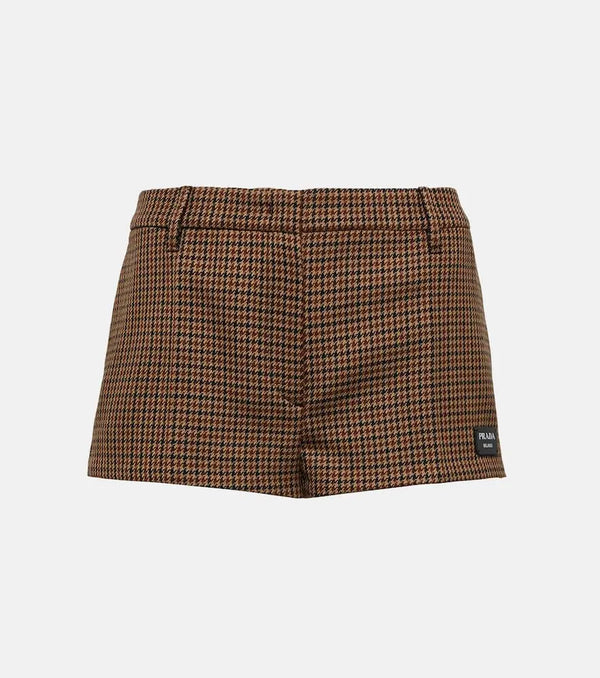 Prada Houndstooth virgin wool shorts | LYBSTORE