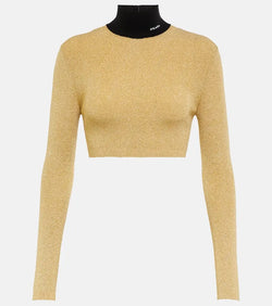 Prada Lamé cropped turtleneck sweater | LYBSTORE