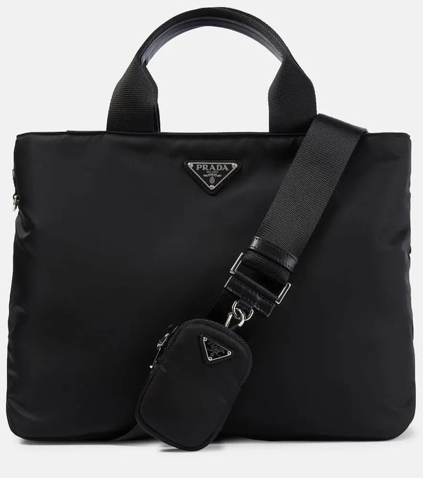 Prada Leather-trimmed nylon tote