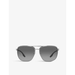 Prada Linea Rossa PS 50YS Aviator metal sunglasses