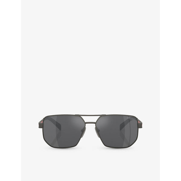 Prada Linea Rossa PS 51ZS pilot-frame metal sunglasses | LYBSTORE