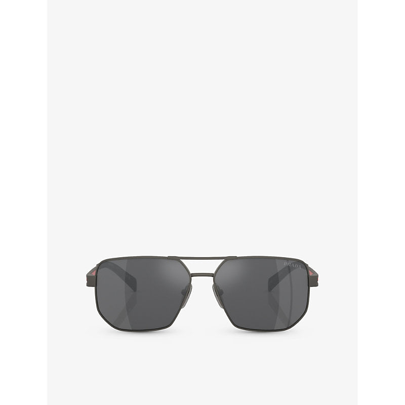 Prada Linea Rossa PS 51ZS pilot-frame metal sunglasses