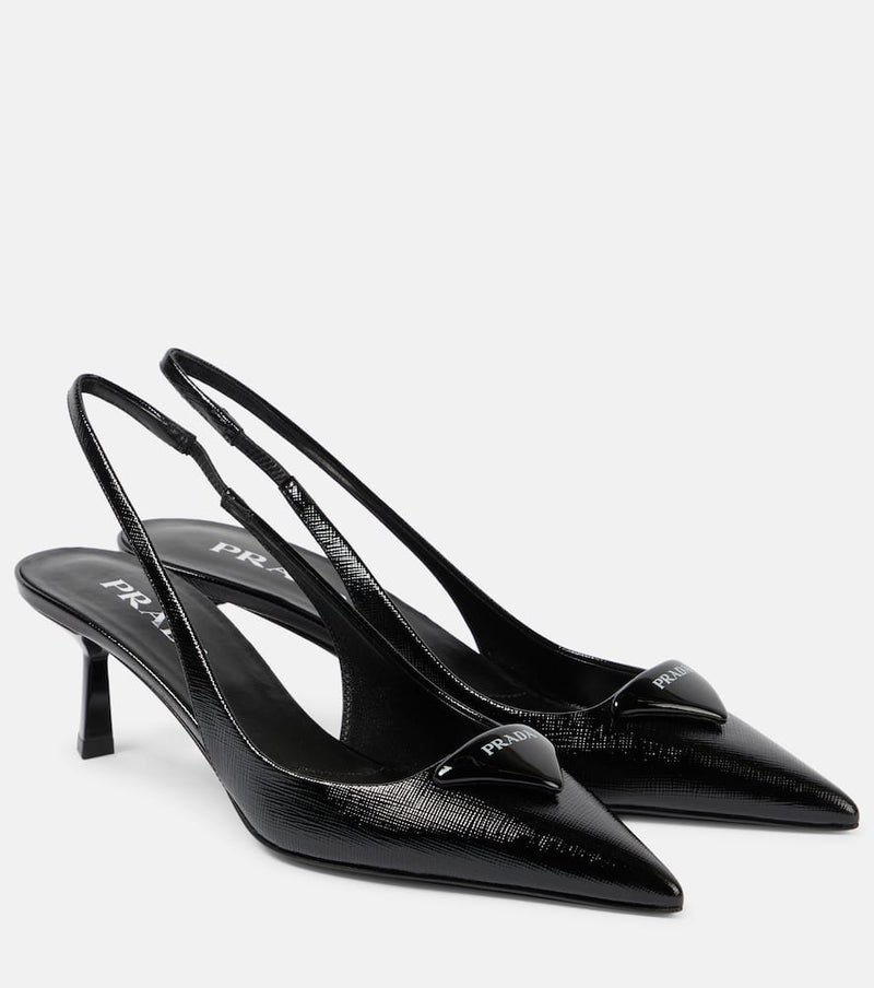 Prada Logo 55 leather slingback pumps