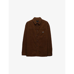 Prada Logo-badge relaxed-fit corduroy cotton shirt