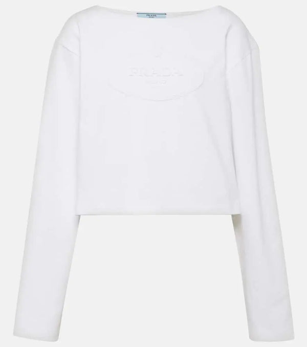 Prada Logo cotton jersey crop top | LYBSTORE