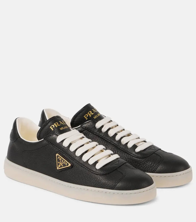 Prada Logo leather sneakers | LYBSTORE