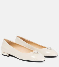 Prada Logo patent leather ballet flats