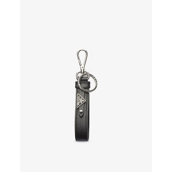 Prada Logo-plaque leather keychain | LYBSTORE