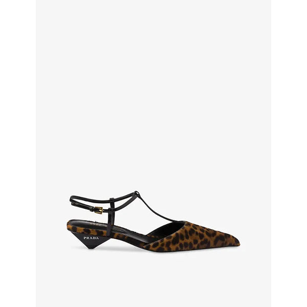 Prada Logo-plaque leopard leather heeled courts