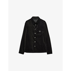 Mens Prada Logo-plaque long-sleeved cotton-corduroy shirt