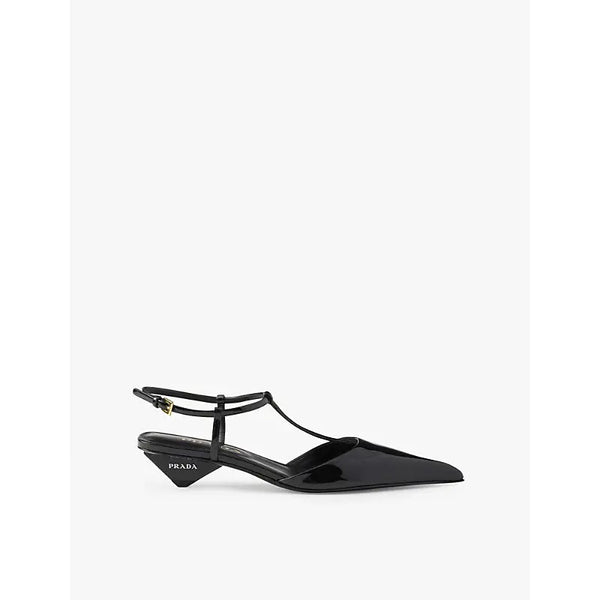 Prada Logo-plaque patent-leather heeled courts