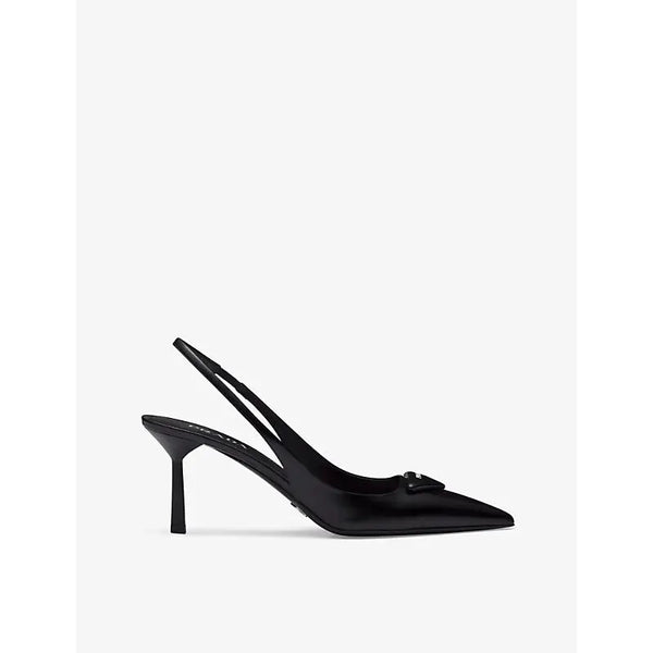 Prada Logo-plaque slingback heeled leather pumps