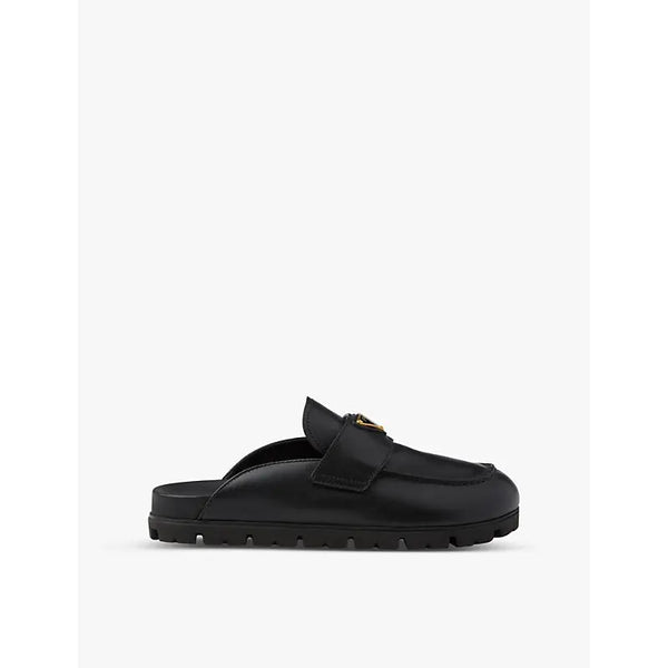 Prada Logo-plaque slip-on leather mules