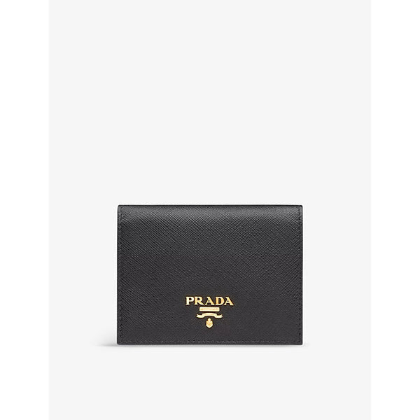 Prada Logo-plaque small leather wallet | LYBSTORE